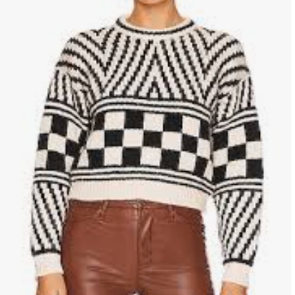 MOTHER The Itsy Multi-Printed Cropped Sweater, XS